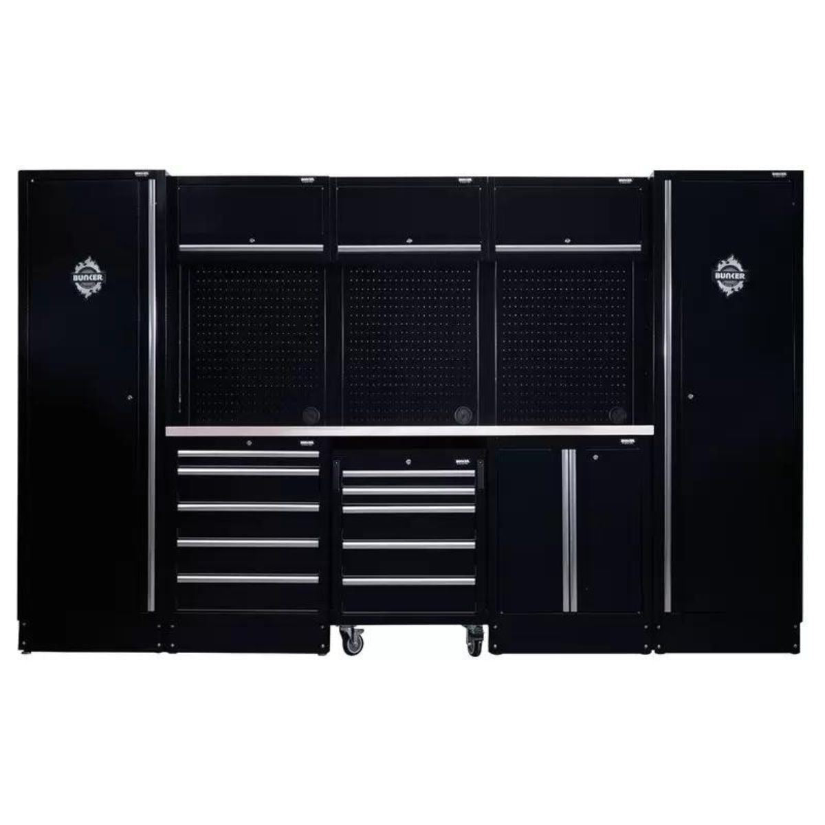 Draper MS400COMBO/16B BUNKER Modular Storage Combo with Stainless Steel Worktop 16 Piece 04402