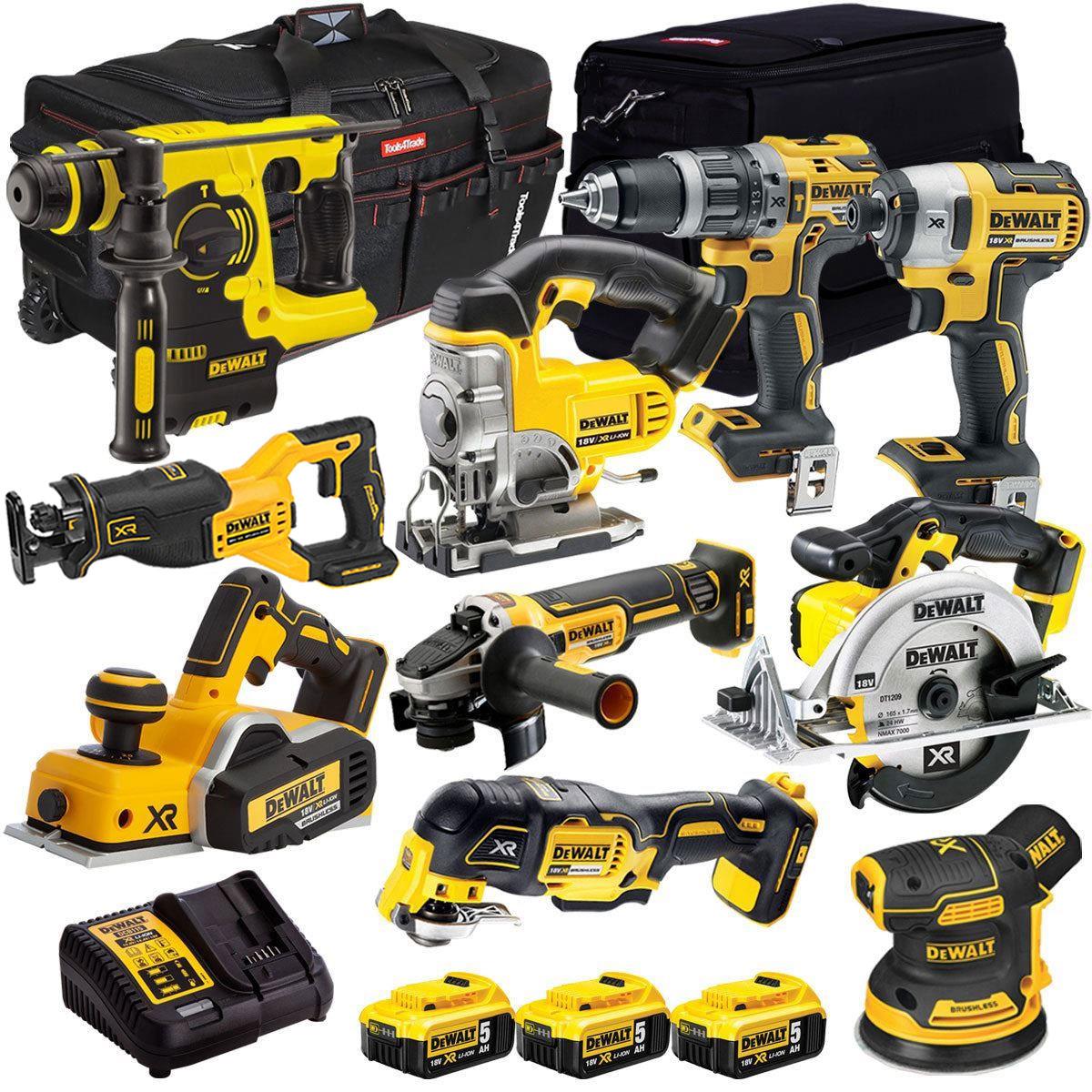 Dewalt 18V 10 Piece Power Tool Kit with 3 x 5.0Ah Battery & Charger T4TKIT-12845