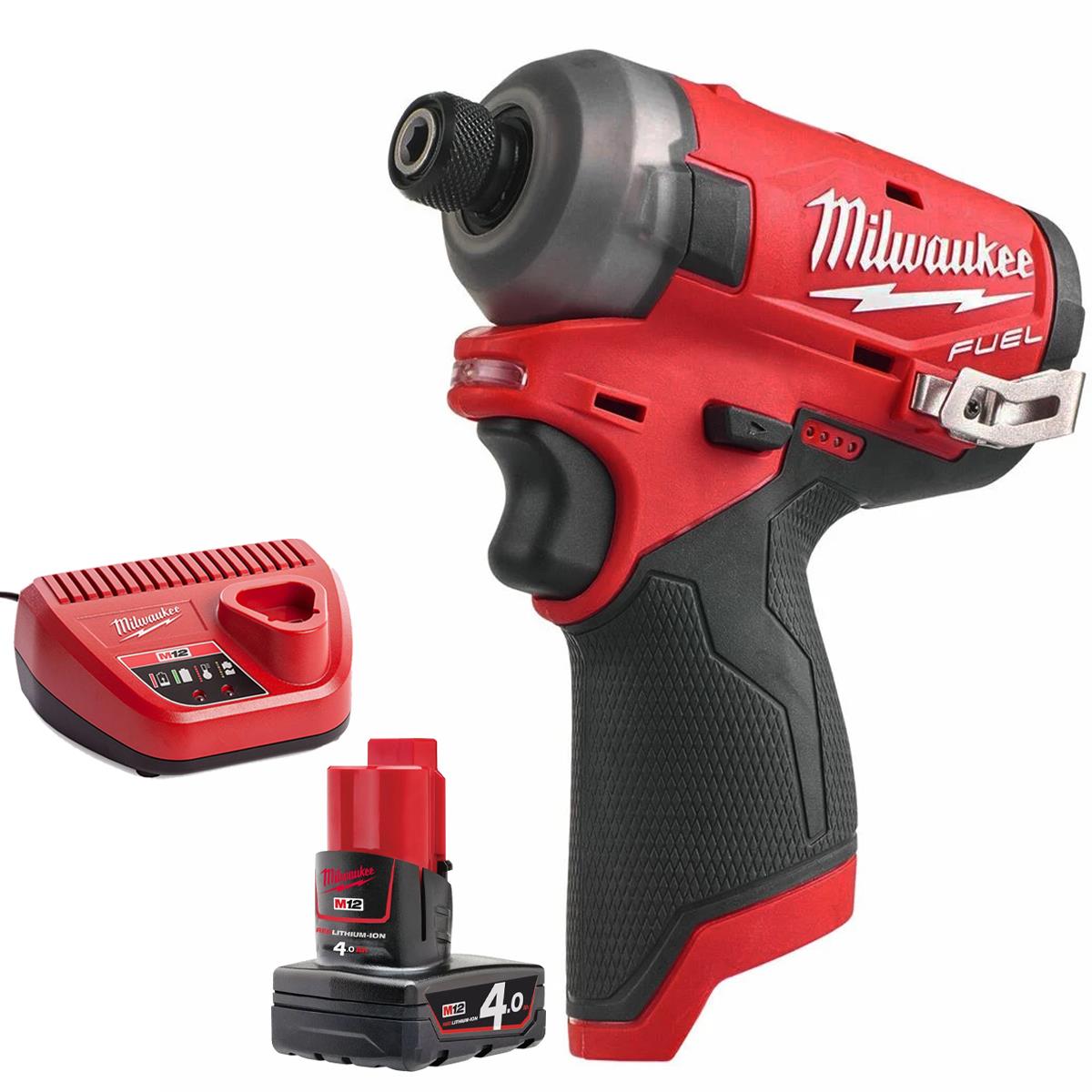 Milwaukee M12FQID-0 12V Hydraulic Impact Driver With 1 x 4.0Ah Battery & Charger