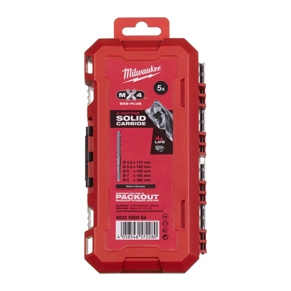 Milwaukee 5 Piece MX4 SDS+ Drill Bit Set 4932500064