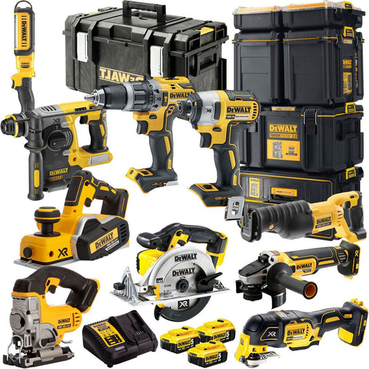 Dewalt DCKT4T10P6 18V XR 10 Piece Power Tool Kit with 3 x 5.0Ah Batteries & Toughsystem Box
