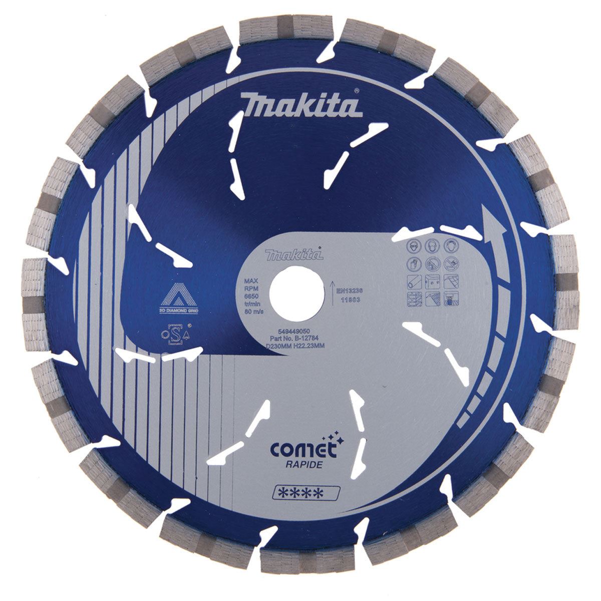 Makita B-12784 230mm 3DDG Comet Rapide Dry & Wet Diamond Wheel Blade