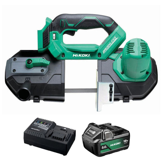 Hikoki CB18DBLJ4Z 18V Brushless Bandsaw with 1 x 5.0Ah Battery & Charger
