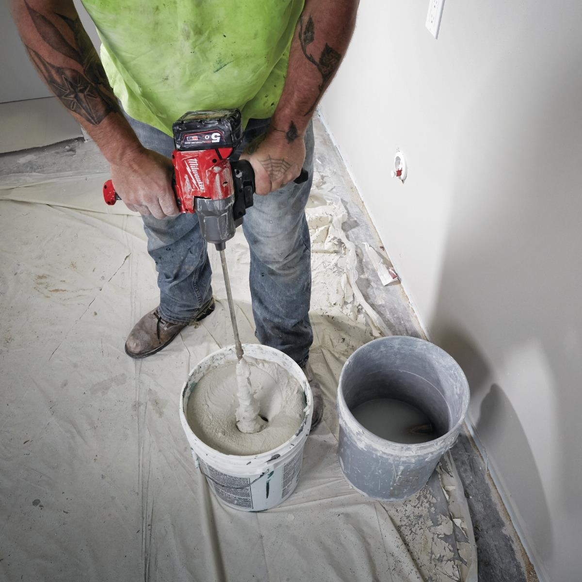 Milwaukee M18FPM-0X 18V FUEL Brushless Paddle Mixer With 1 x 5.5Ah Battery Charger & Case