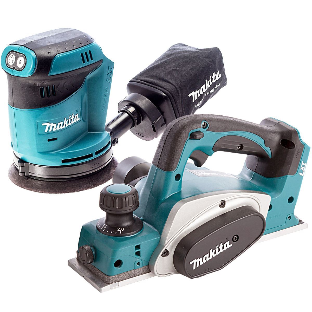 Makita 2 Piece 18V LXT 125mm Orbital Sander & 82mm Planer Body Only