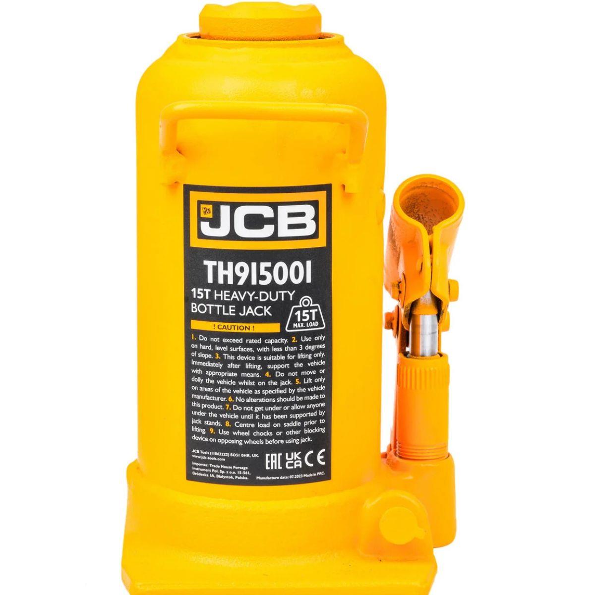 JCB-TH915001 15 Tonne Heavy-Duty Automotive Hydraulic Bottle Jack 508mm Maximum Lift