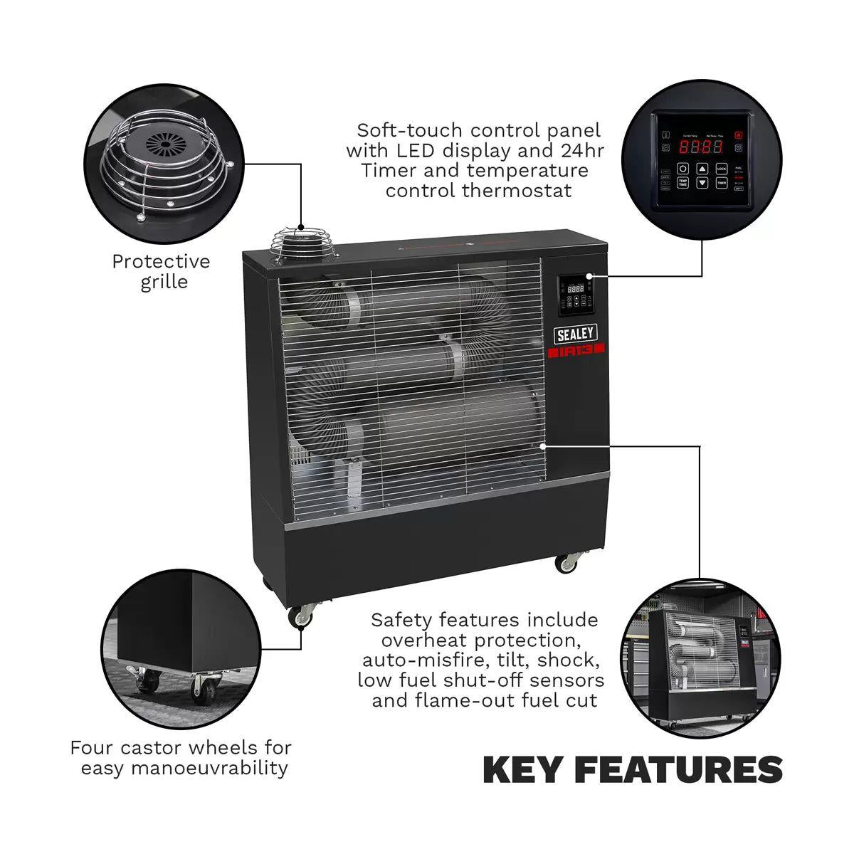 Sealey IR13 Industrial Infrared Diesel Heater 13KW/230V