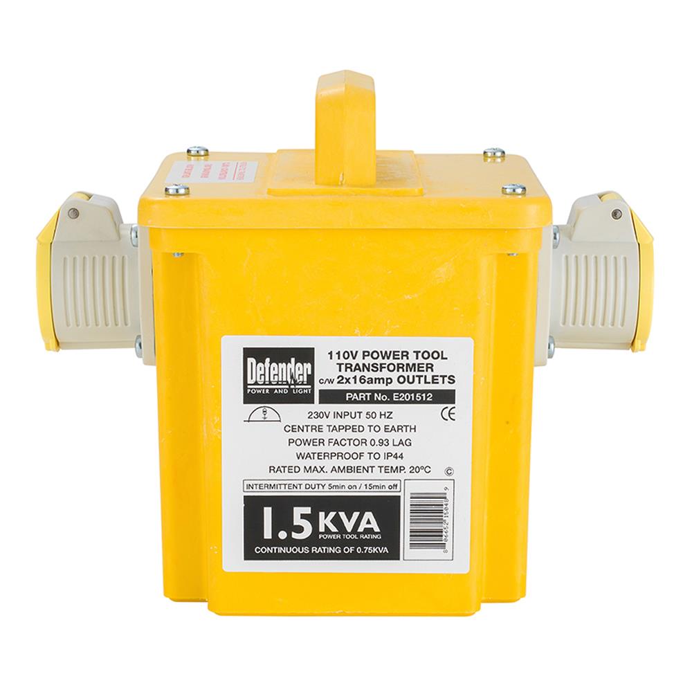 Defender E201512 2x 16A 1.5kVA Socket Site Transformer Outlets 110V Item Condition Damaged Box