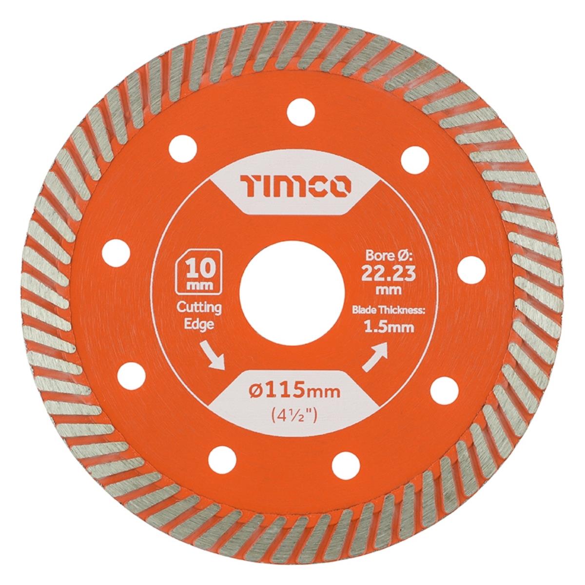 Timco 115mm Premium Thin Turbo Tile & Ceramic Porcelain Diamond Blade - TP115222