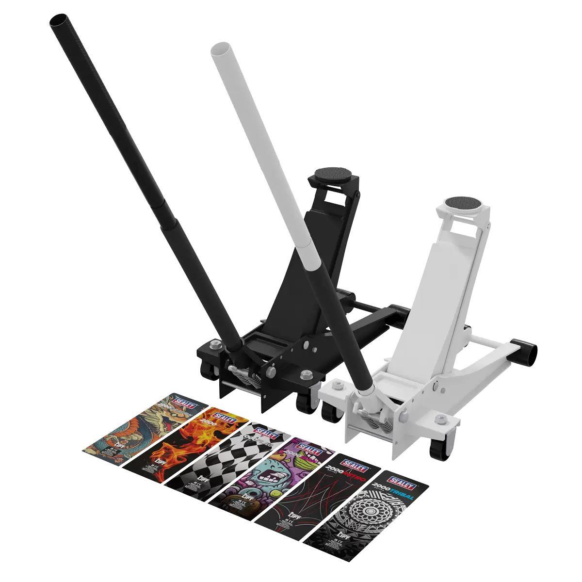 Sealey 2000CW Low Profile Custom Design Trolley Jack with Rocket Lift 2 Tonne White