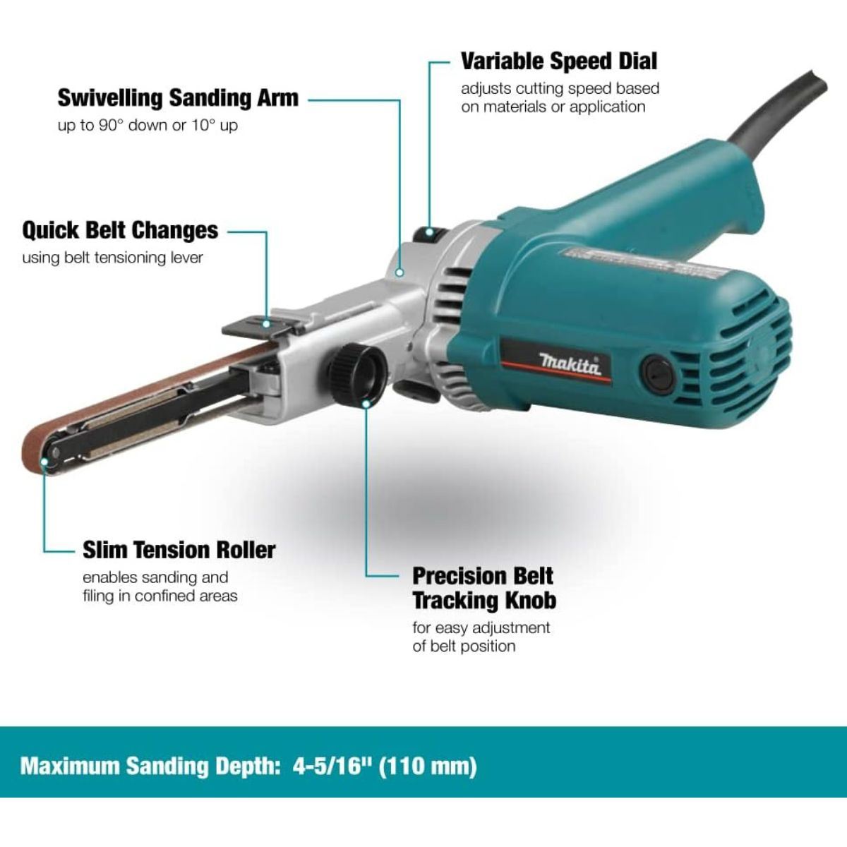 Path Sander Makita 9032/1 9mm Belt Filing/Finger Sander 110V