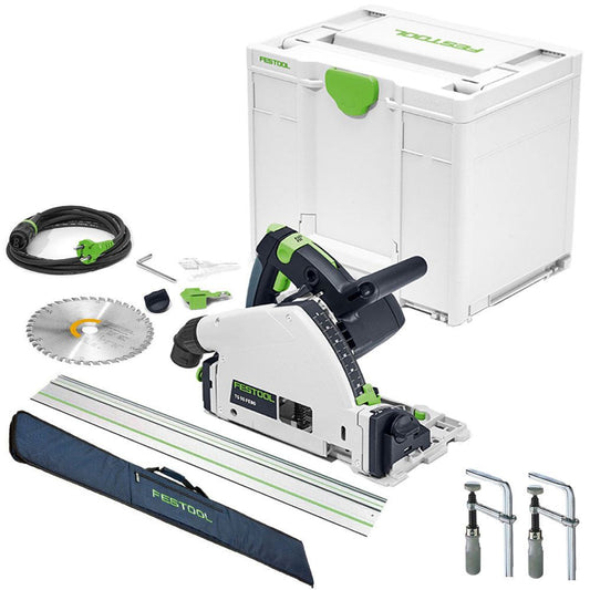 Festool TS 55 FEQ-Plus 110V GB 160mm Circular Plunge Cut Saw - 576707 With Guide Rail, Clamp & Guide Rail Bag