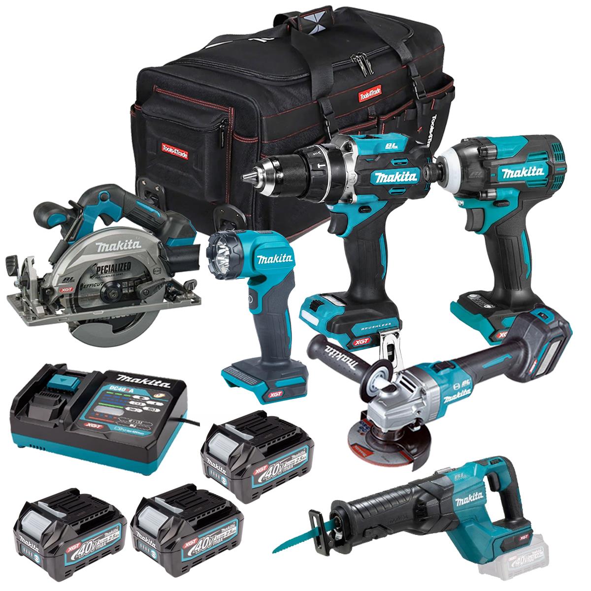 Makita 40V 6 Piece Combo Kit with 3 x 2.5Ah Batteries & Charger T4TKIT-6620