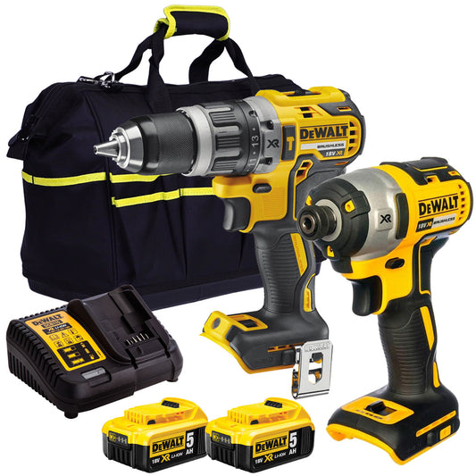 Dewalt 18V Brushless Twin Pack Impact Driver + Combi Drill with 2 x 5.0Ah Battery T4TKIT-16179