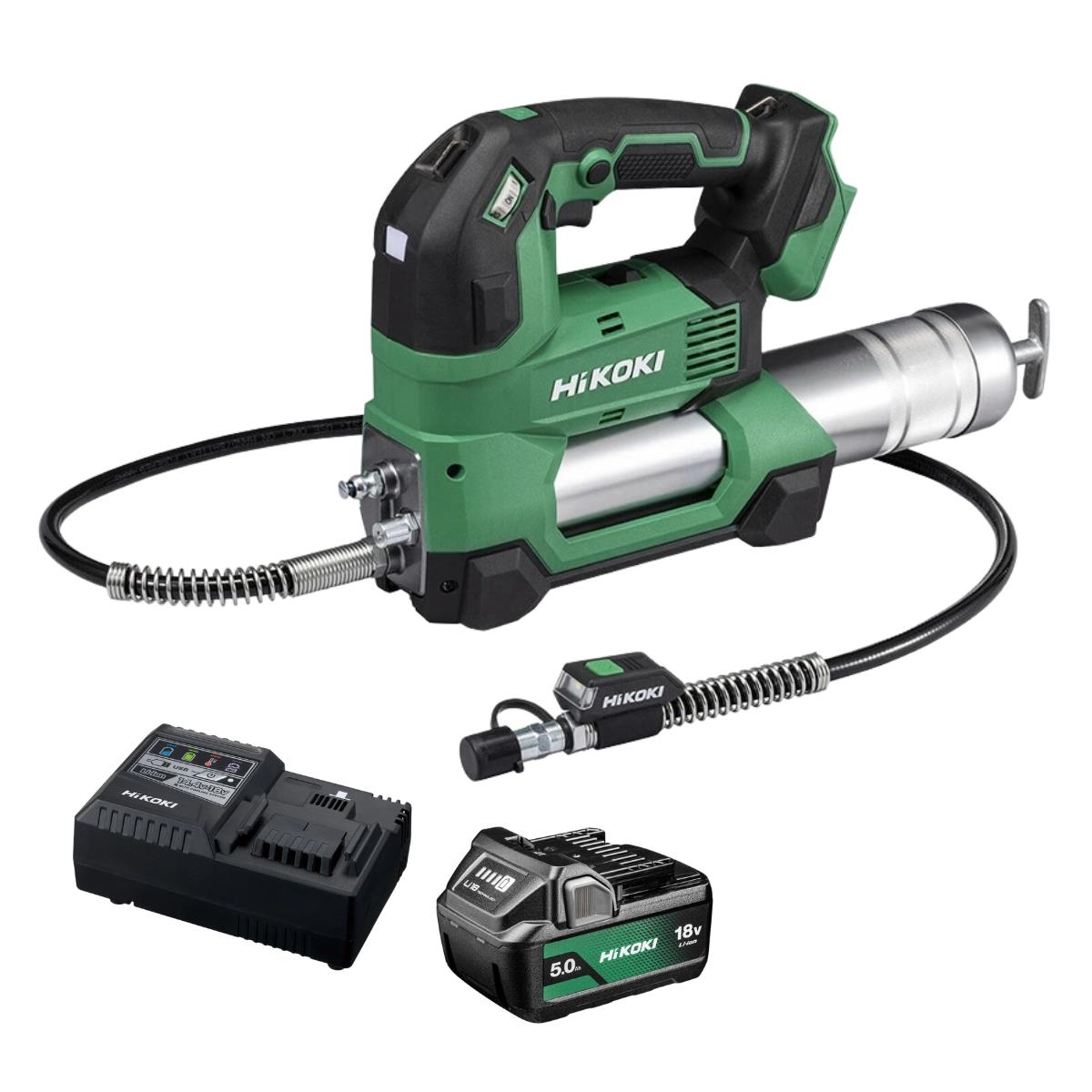 HiKOKI AL18DAW4Z 18V Grease Gun With 1 x 5.0Ah Battery & Charger