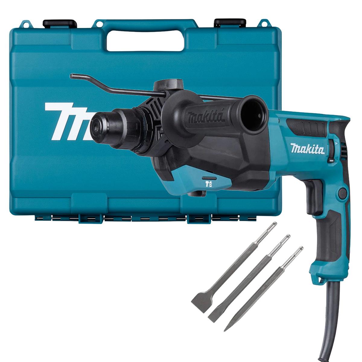 Makita HR2670/1 26mm SDS+ Rotary Hammer Drill With D-30134 SDS Plus Chisel Set