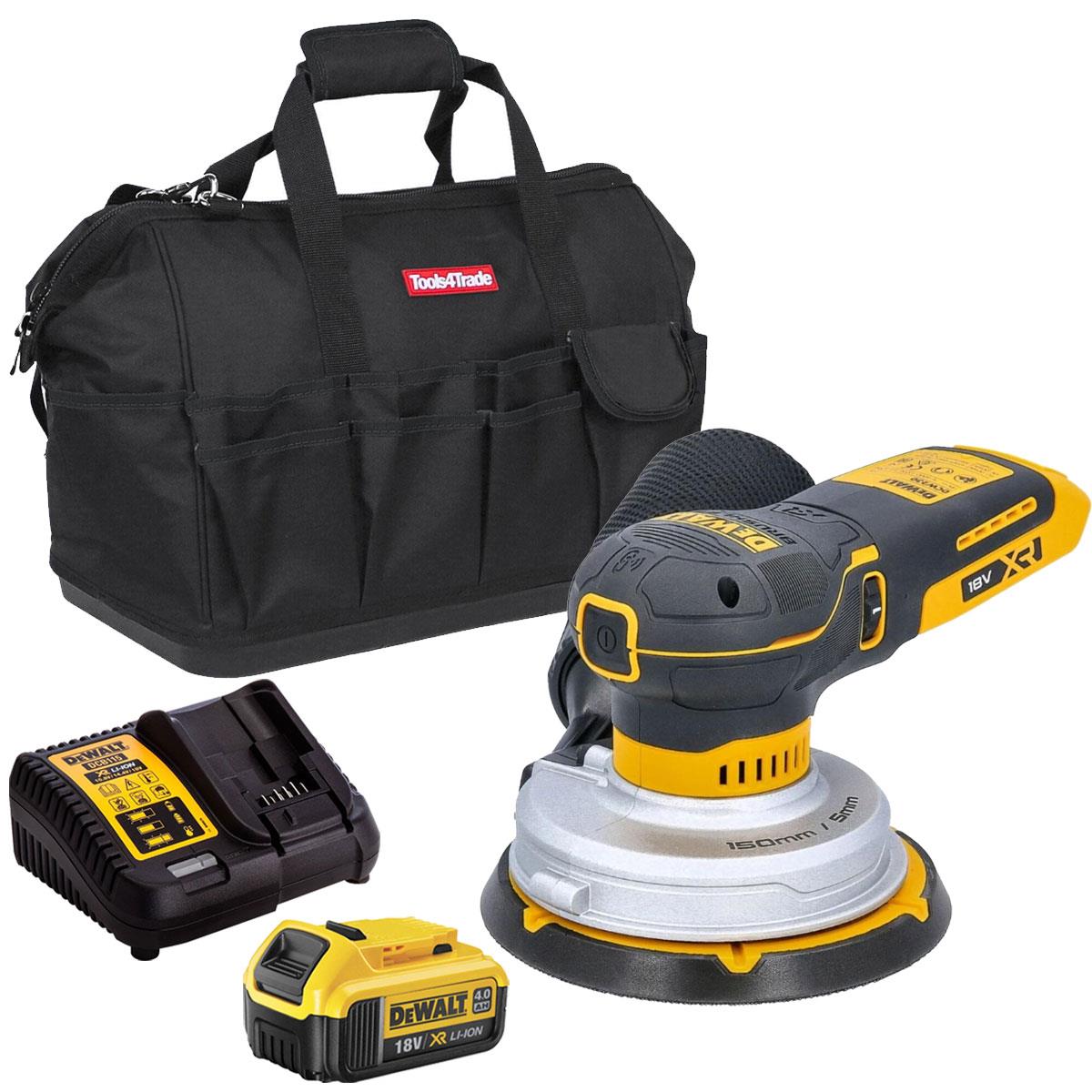 Dewalt DCW230N-XJ 18V XR Brushless 150mm Random Orbital Sander with 1 x 4.0Ah Battery Charger & Bag