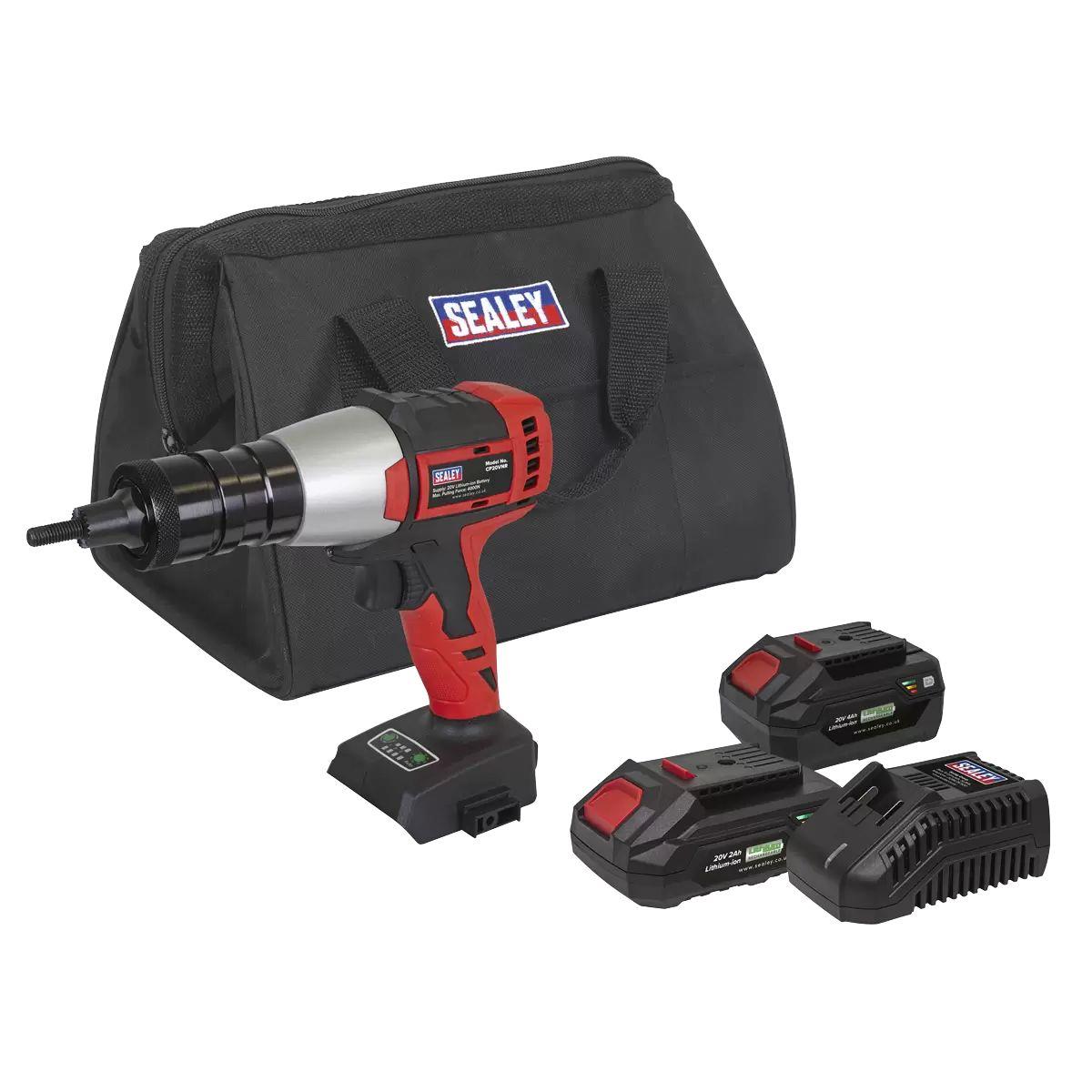 Sealey CP20VNRKIT 20V Brushless Cordless Nut Riveter With 2 x Batteries, Charger & Bag