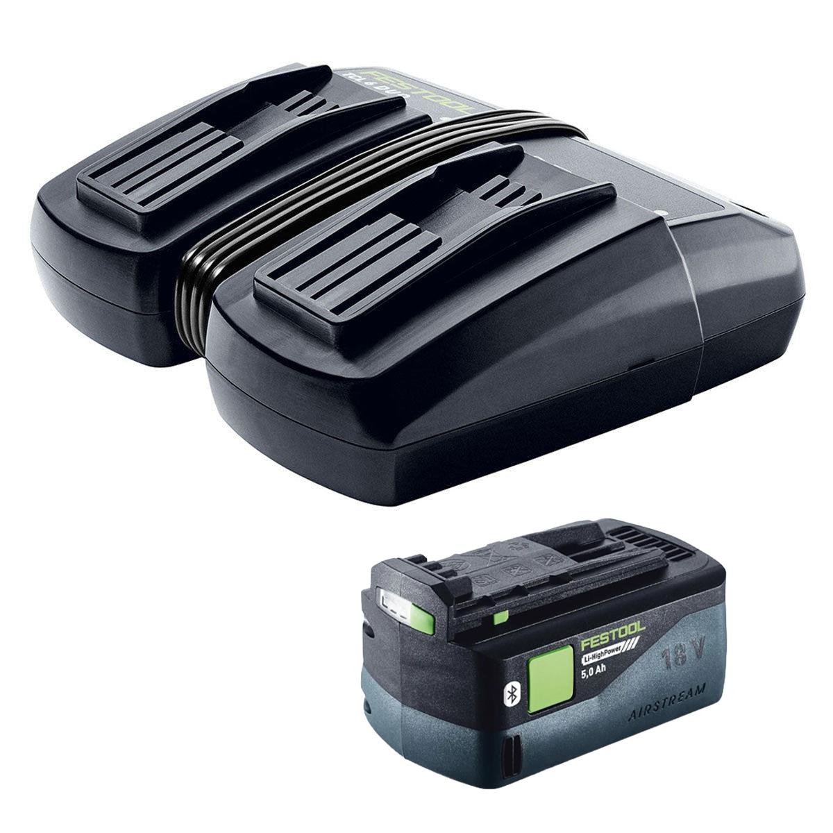 Festool 18V 5.0Ah AIRSTREAM Battery 578519 & 10.8-18V TCL 6 DUO Rapid Charger 230V 577019