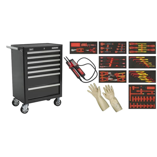 Sealey TBTECOMBO2 63pc Insulated Tool Kit with 7 Drawer Roll cab