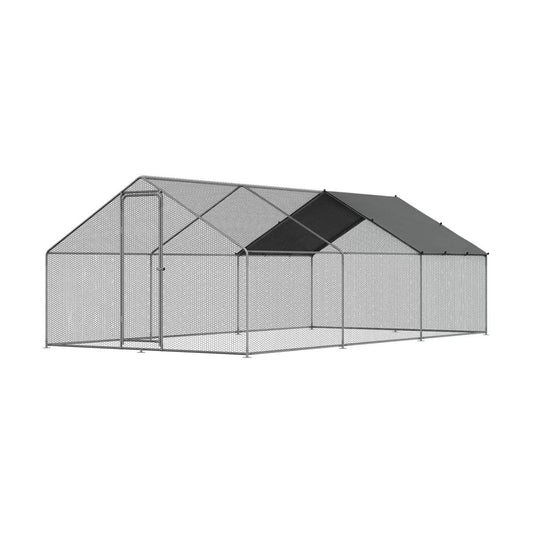 Sealey DG280 Dellonda 3 x 6 x 2m Walk-In Chicken Run, Galvanized Steel, Roof Cover & PVC Coated Chicken Wire