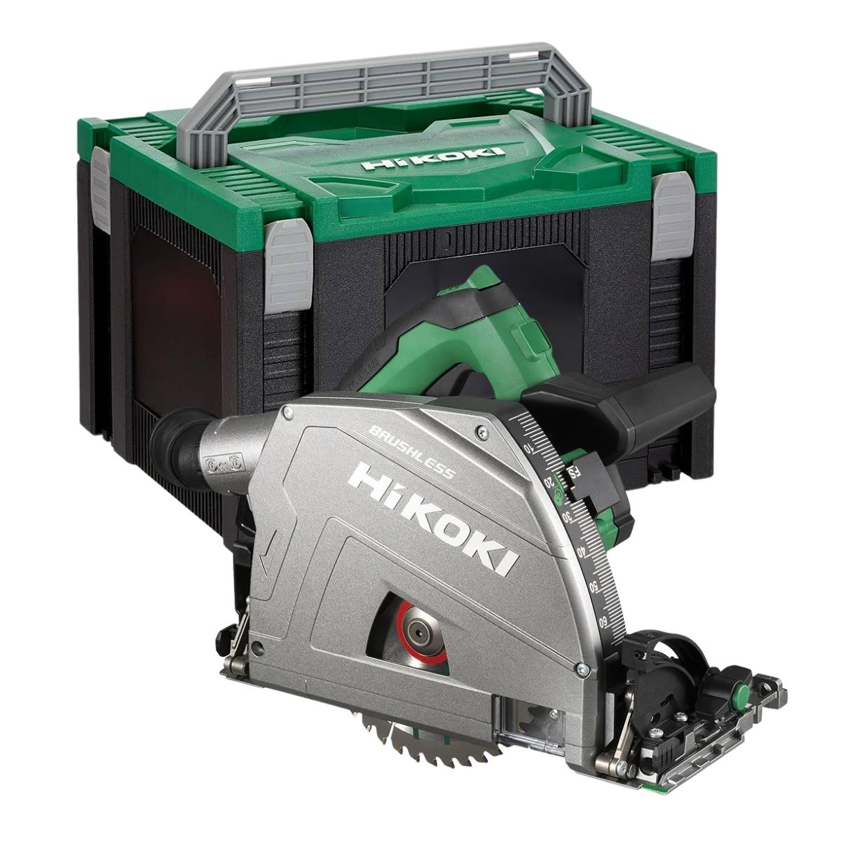 HiKOKI C3606DPAW2Z 36V MultiVolt Brushless 165mm Plunge Saw with 2 x 2.5Ah/5.0Ah Batteries with Guide Rail Kit & Blade
