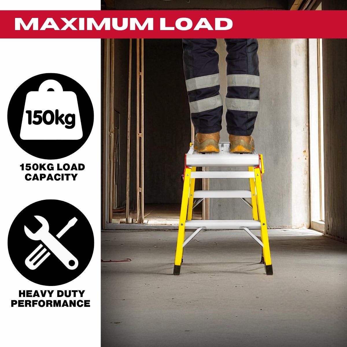 Excel Fibreglass Work Bench Platform Heavy Duty Folding Hop Up 300mm x 600mm