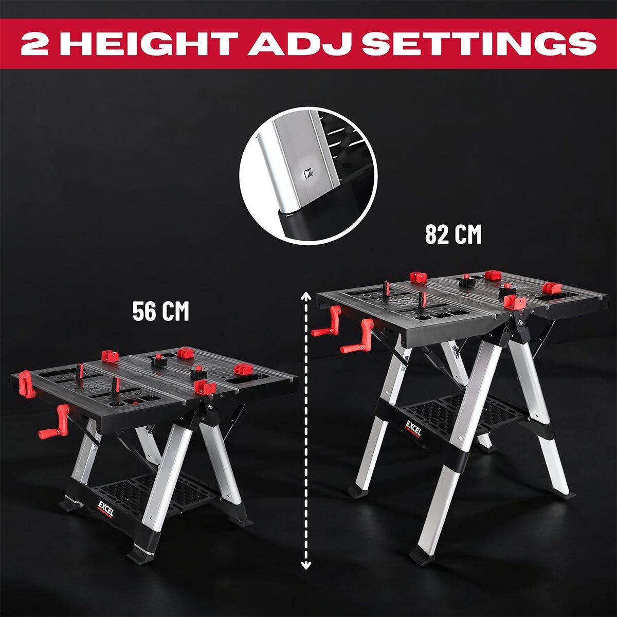 Excel Portable Workbench & Sawhorse Adjustable Height Folding Work Table with Flip-Top Clamping System Item Condition Damaged Box