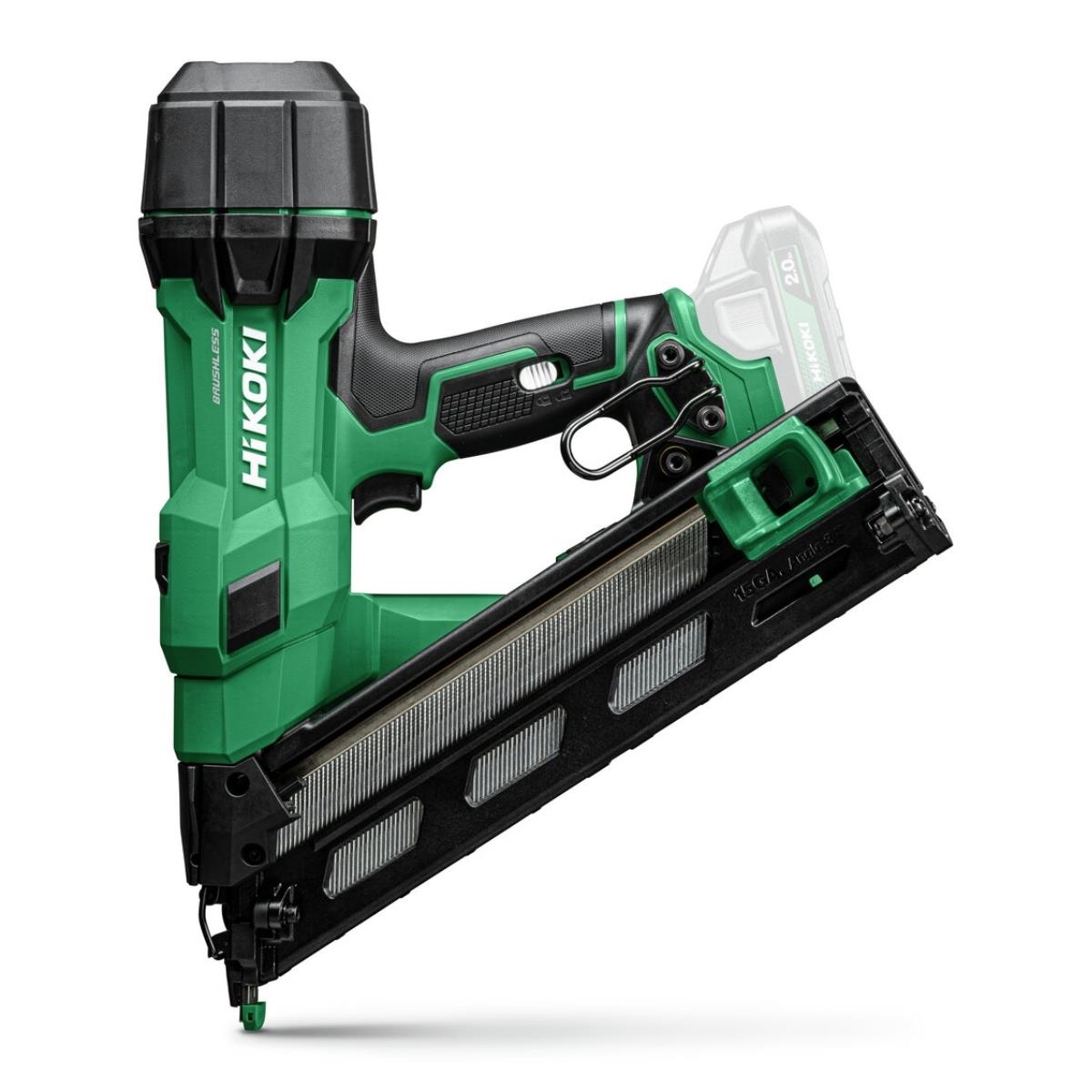 HiKOKI NT1865DAAW9Z 18V 15G Angled Finishing Nailer With 1 x 2.0Ah Battery Charger & Case