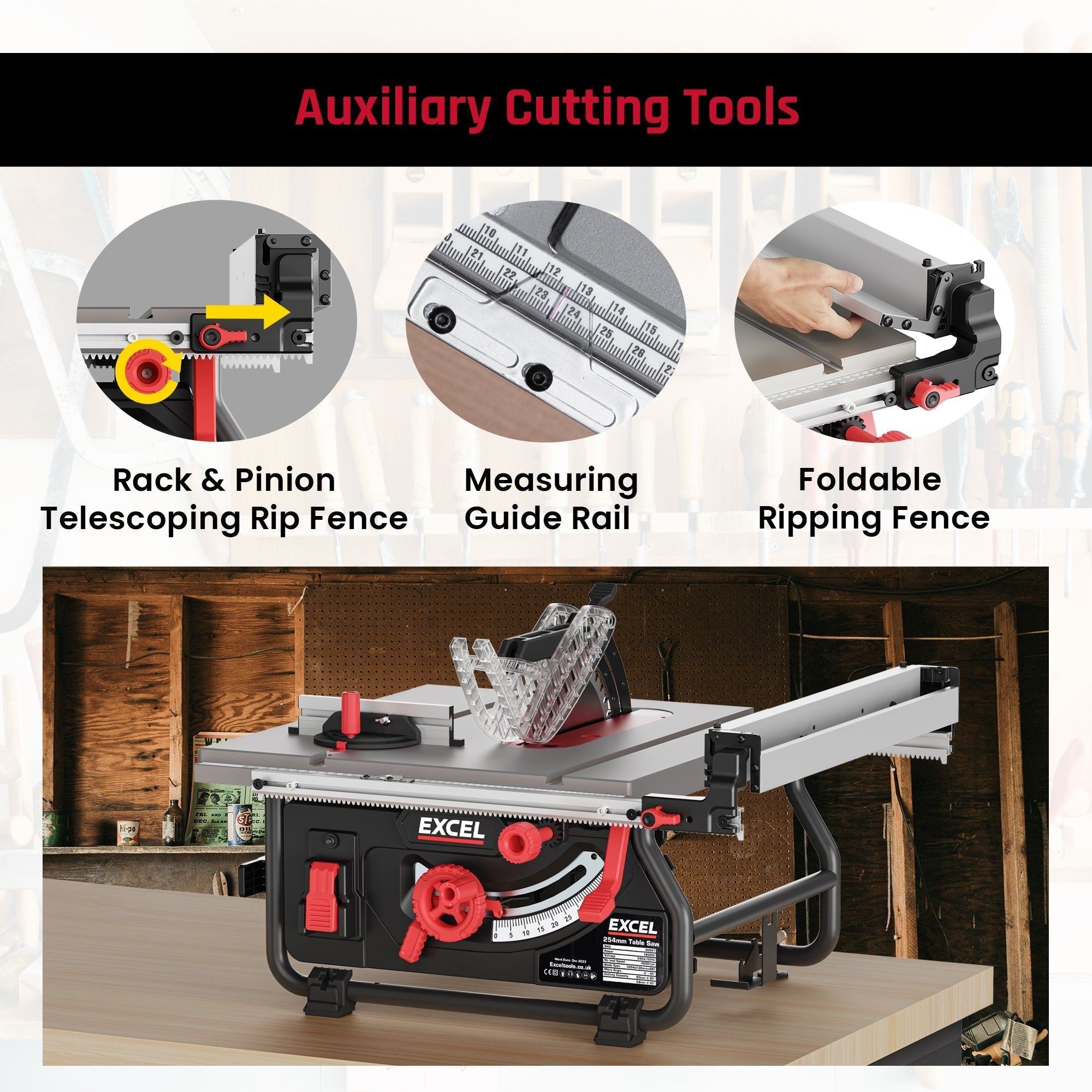 Excel 254mm Portable Table Saw 240V/1800W Item Condition Damaged Box