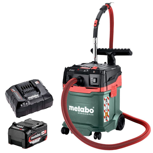 Metabo AS 36-18 M 30 PC-CC 18V M-Class Vacuum Cleaner with 1 x 4.0Ah Battery & Charger