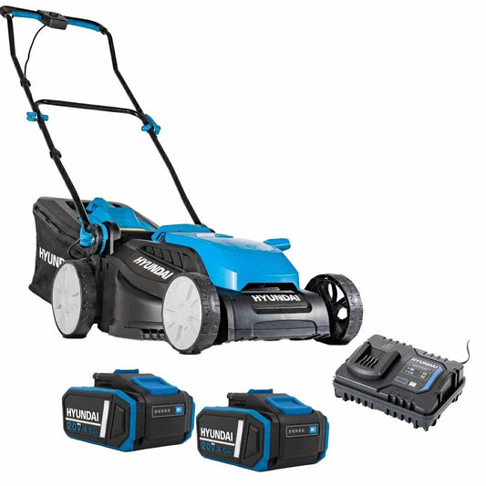 Hyundai HY40CLM38 2 x 20V Brushless Cordless Lawnmower 38cm with 2 x 4.0Ah Batteries and Charger