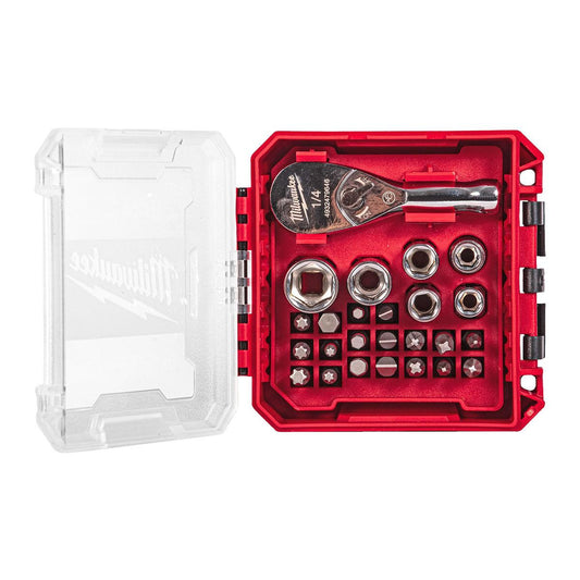 Milwaukee 25 Piece 1/4" Drive Compact Ratchet Set in Packout Box 4932499470