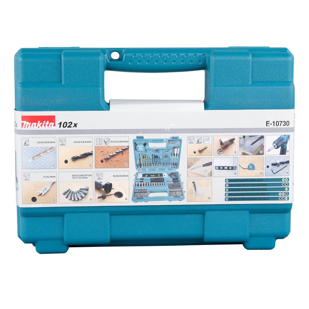 Makita E-10730 Drill & Screw Bit Set Of 102 Pieces In Case