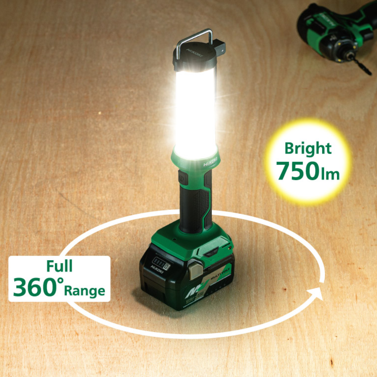 HiKOKI UB18DFW4Z 18V Cordless LED Lamp With 1 x 5.0Ah Battery & Charger