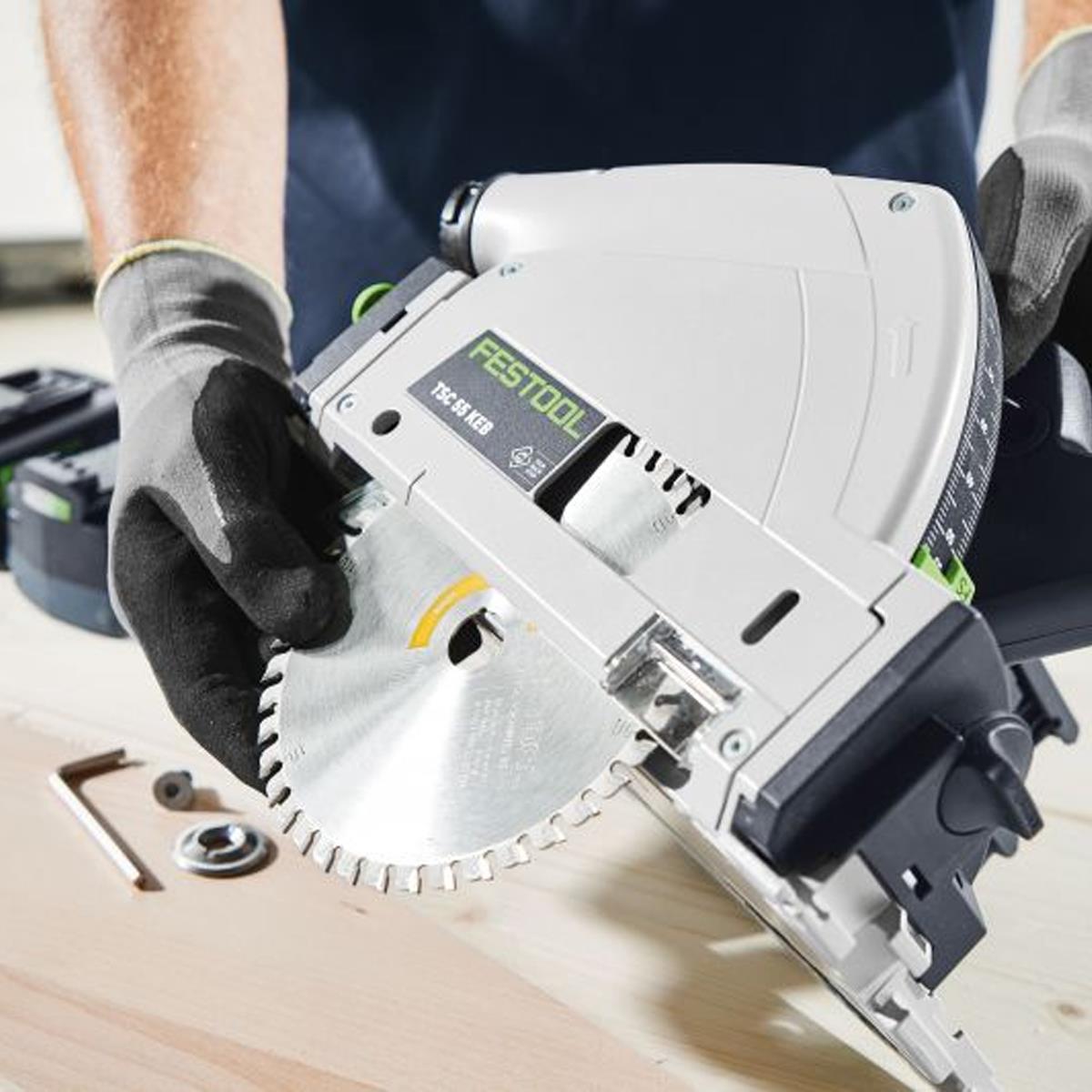 Festool TSC 55 KEB-Basic 36V Brushless 160mm Plunge Cut Saw 578738 with 2 x 5.0Ah Battery & Guide Rail Kit