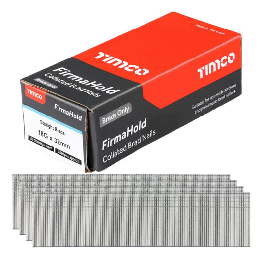 FirmaHold 32mm A2 Stainless Steel 18 Gauge 5000 Straight Collated Brad Nails BSS1832