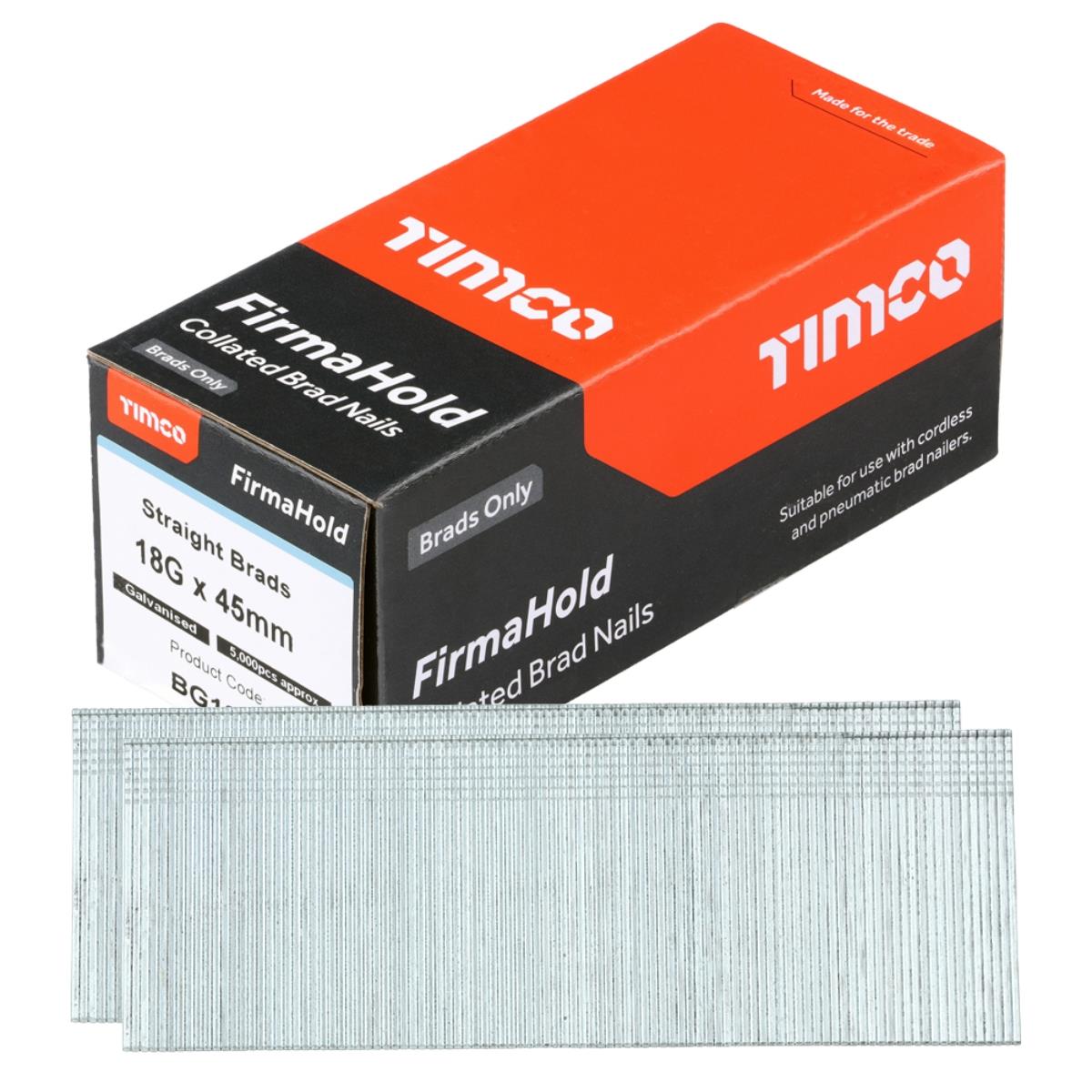 FirmaHold 45mm 18 Gauge 5000 Galvanised Straight Collated Brad Nails BG1845