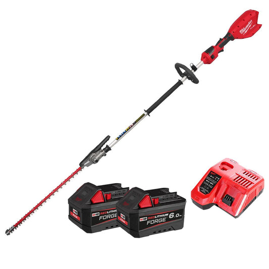 Milwaukee M18FHETE22-0 M18 18V Brushless Pole Hedge Trimmer With 2 x 6.0Ah Batteries & Charger