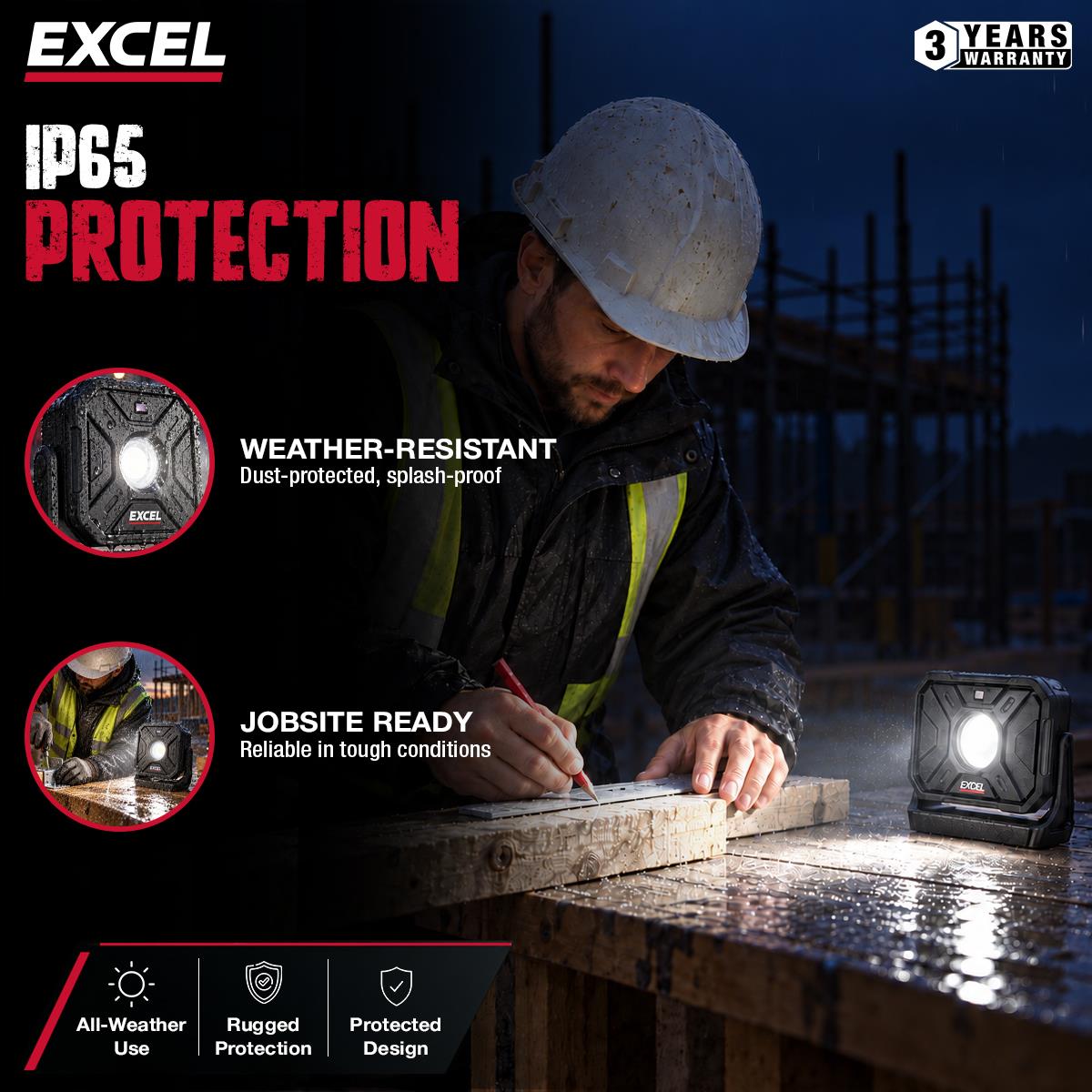 Excel 2000 Lumens LED Magnetic Rechargeable Work Light