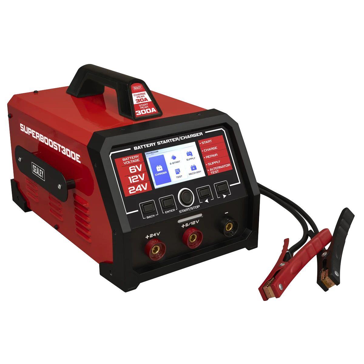 Sealey SUPERBOOST300E 6/12/24V Battery Starter/Charger 300A/230V