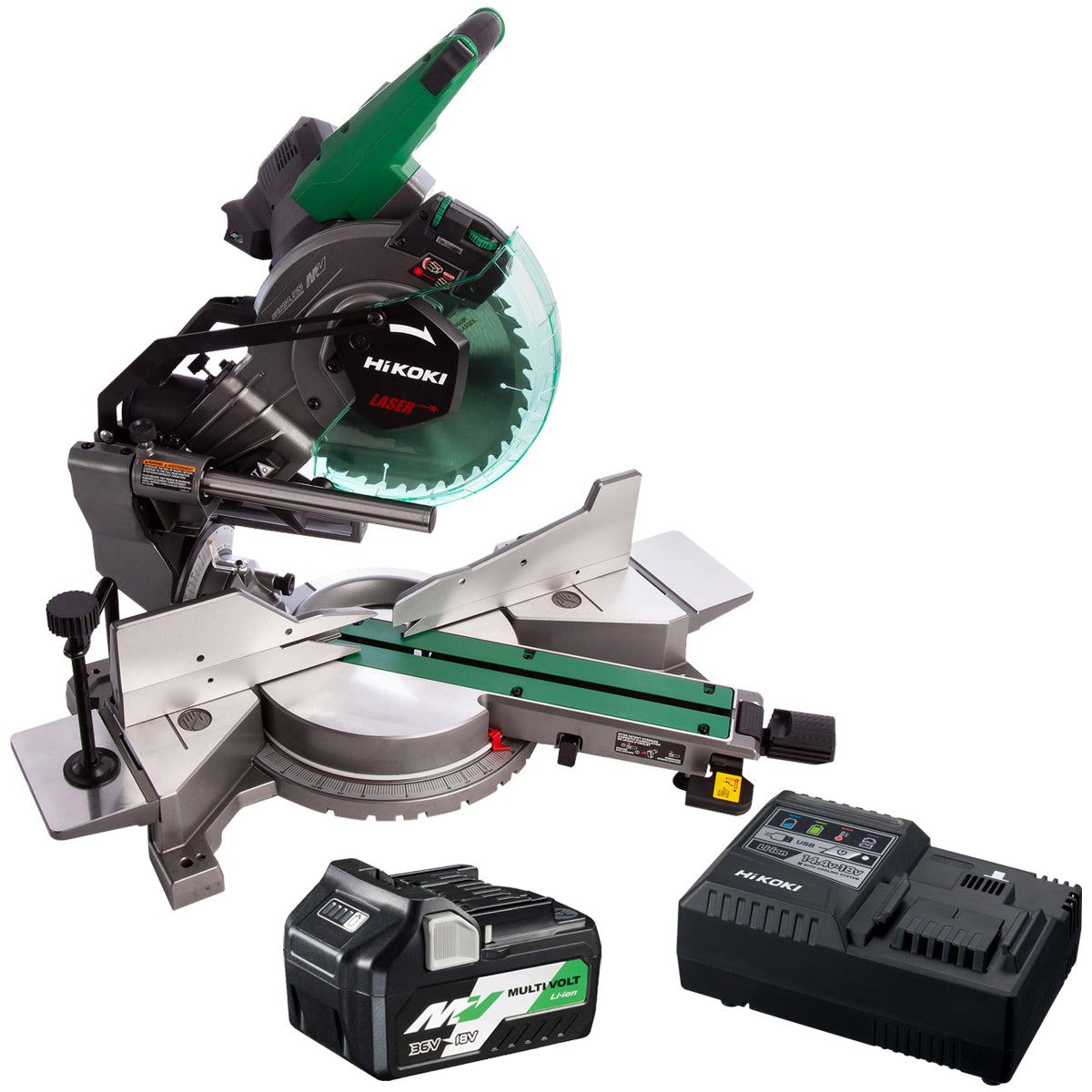 Hikoki C3610DRAW4Z 36V Brushless 255mm Slide Compound Mitre Saw with 1 x 5.0Ah Battery & Charger