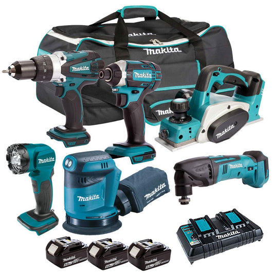 Makita 6 Piece 18V Li-ion Kit 3 x 5.0Ah Batteries MAKDEAL-49M