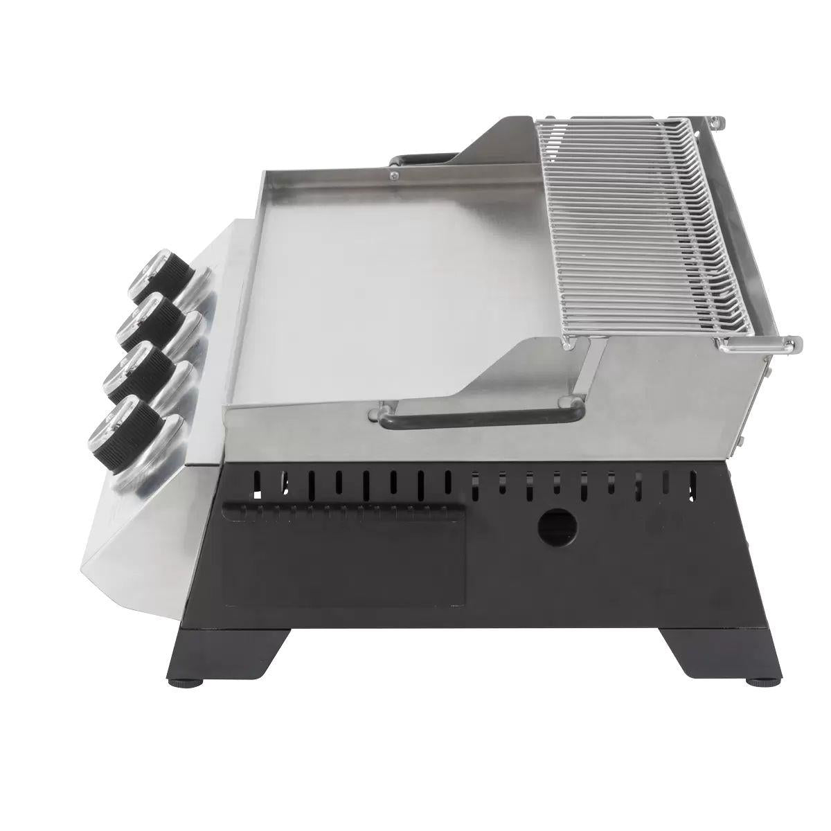 Sealey DG277 Dellonda 4 Burner Stainless Steel Portable Gas Plancha with Warming Rack 10kW