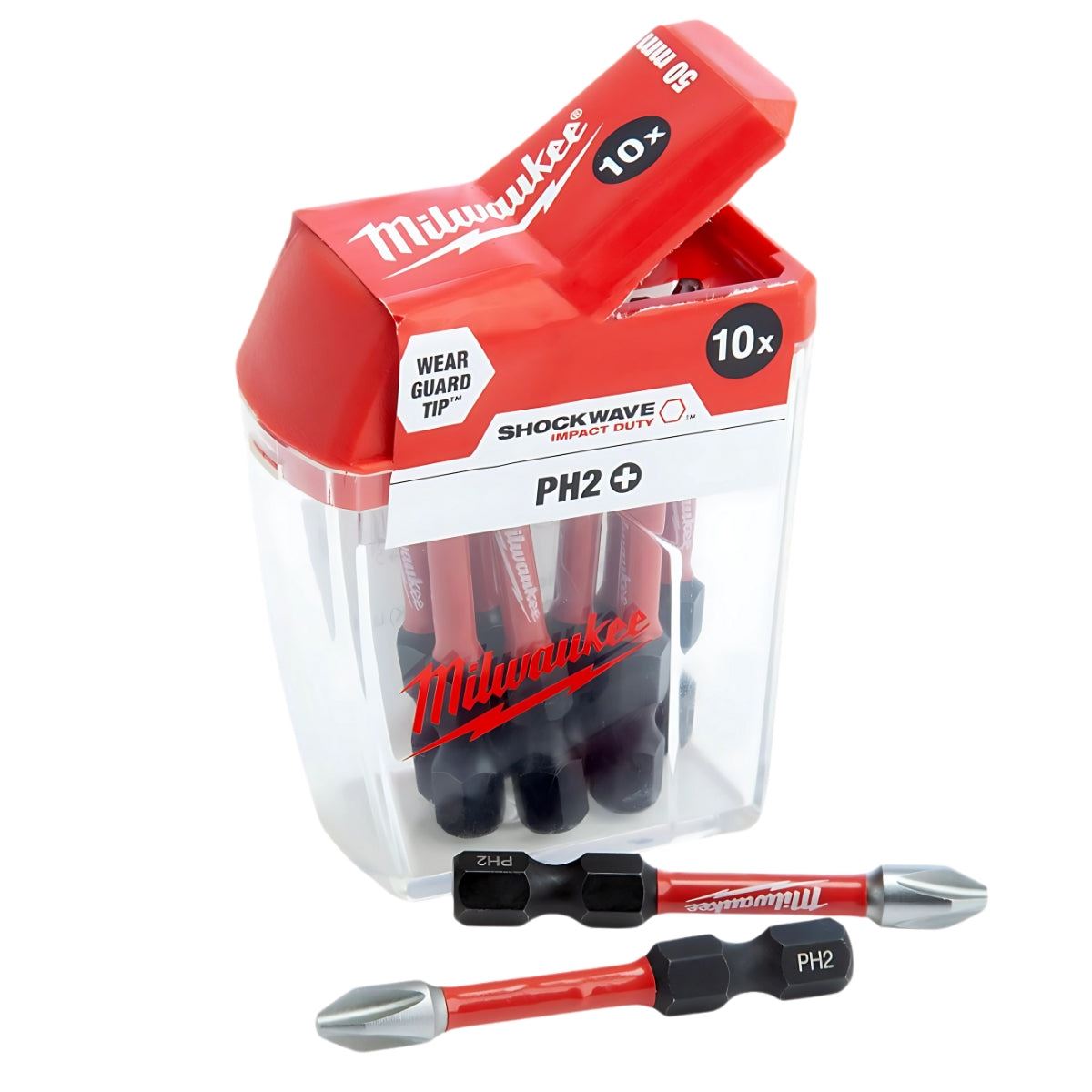 Milwaukee Shockwave PH2 Screwdriver Bits 50mm Pack of 10 4932472048