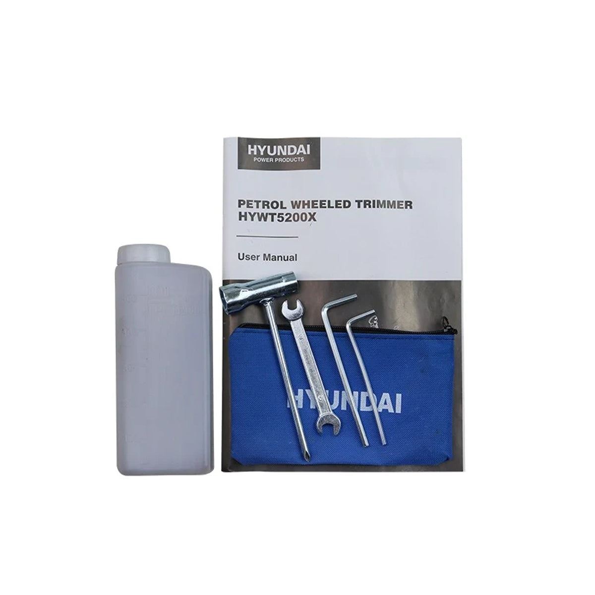 Hyundai HYWT5200X 52cc Petrol Wheeled Grass Trimmer 43cm Cutting Width Large Wheels