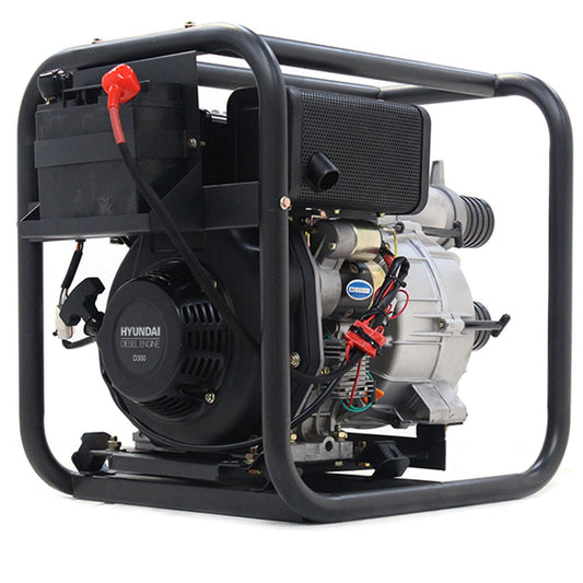 Hyundai DHYT80E 80mm Electric Start Open Frame Diesel Trash Water Pump, 25m Total Head, 6m Lift, 880min Flow Rate