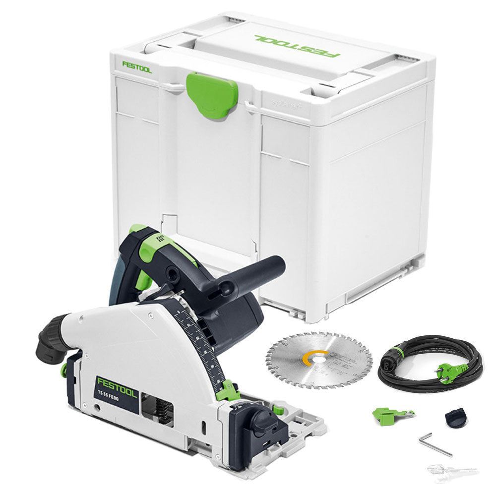 Festool TS 55 FEBQ-Plus 230V GB 160mm Circular Plunge-Cut Saw - 576706 With Mobile Dust Extractor 578315