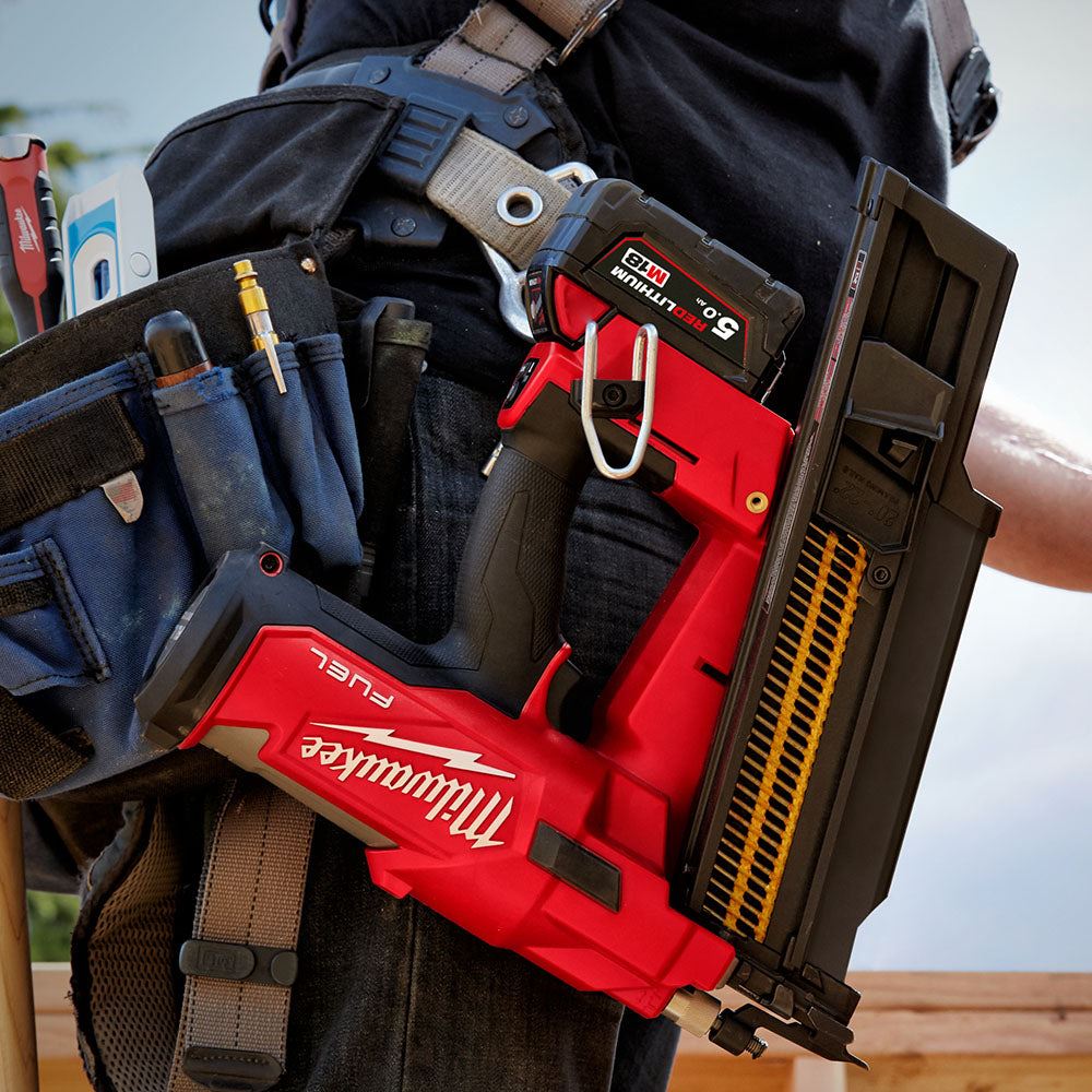 Milwaukee M18FPP2BE-522B 18V Fuel Twin Nail Gun Nailer with 1 x 5.0Ah, 1 x 2.0Ah Battery Charger & Bag 4933492429