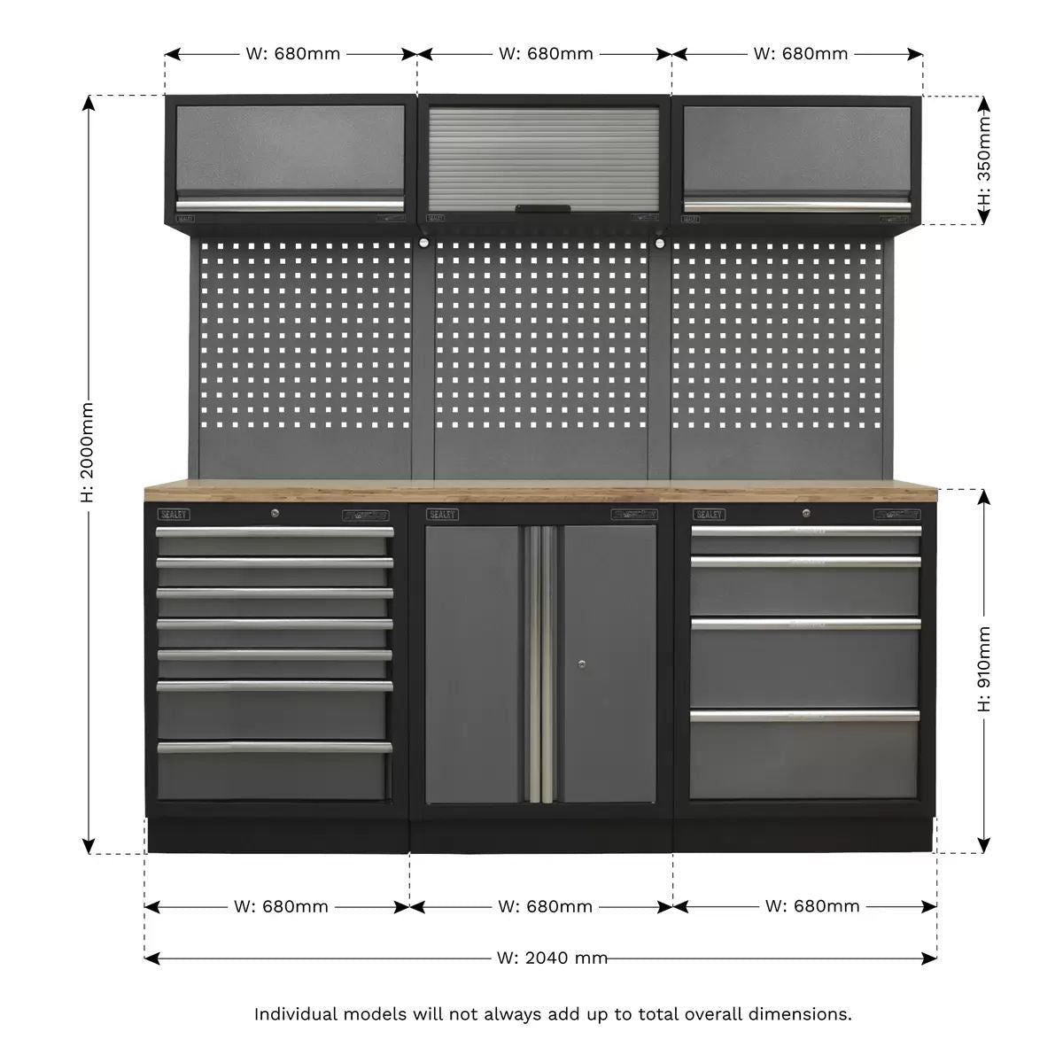 Sealey APMSSTACK07W Modular Storage System Combo Pressed Wood Worktop